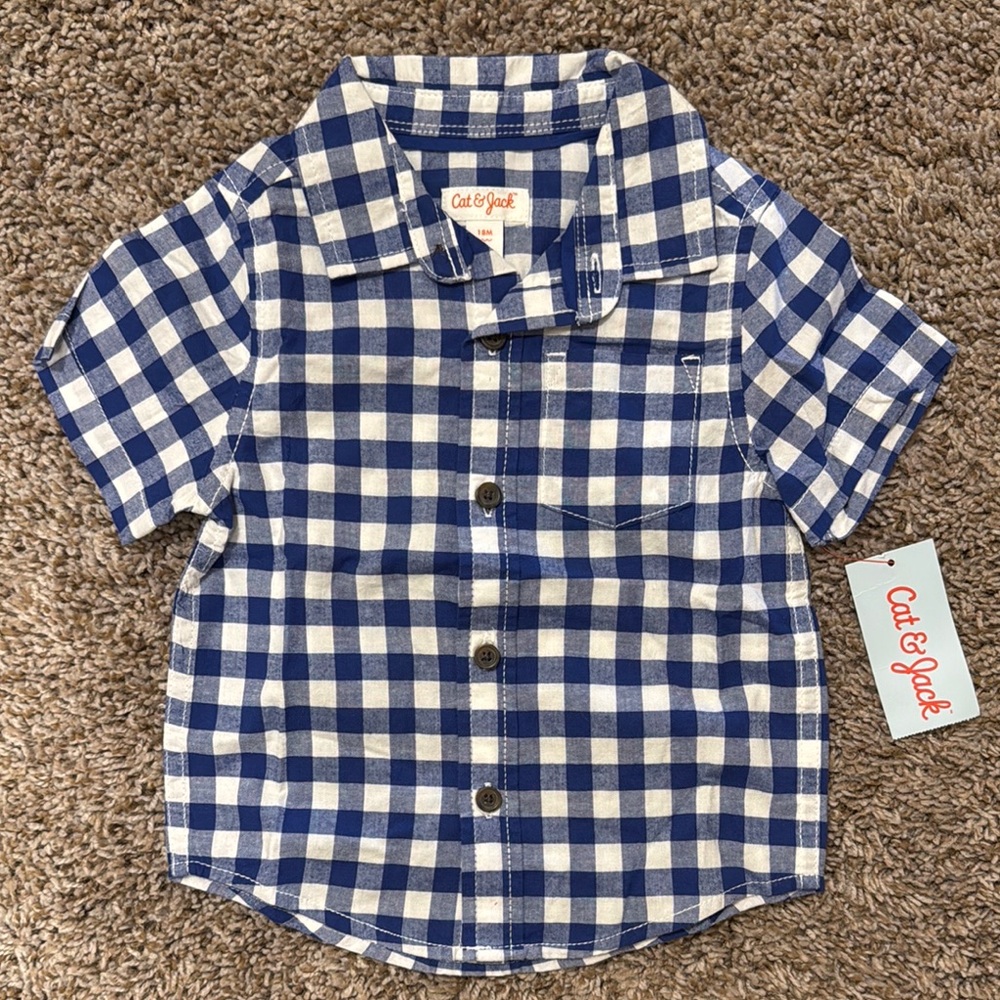 Cat & Jack Infant Plaid Button Down Short Sleeve Shirt